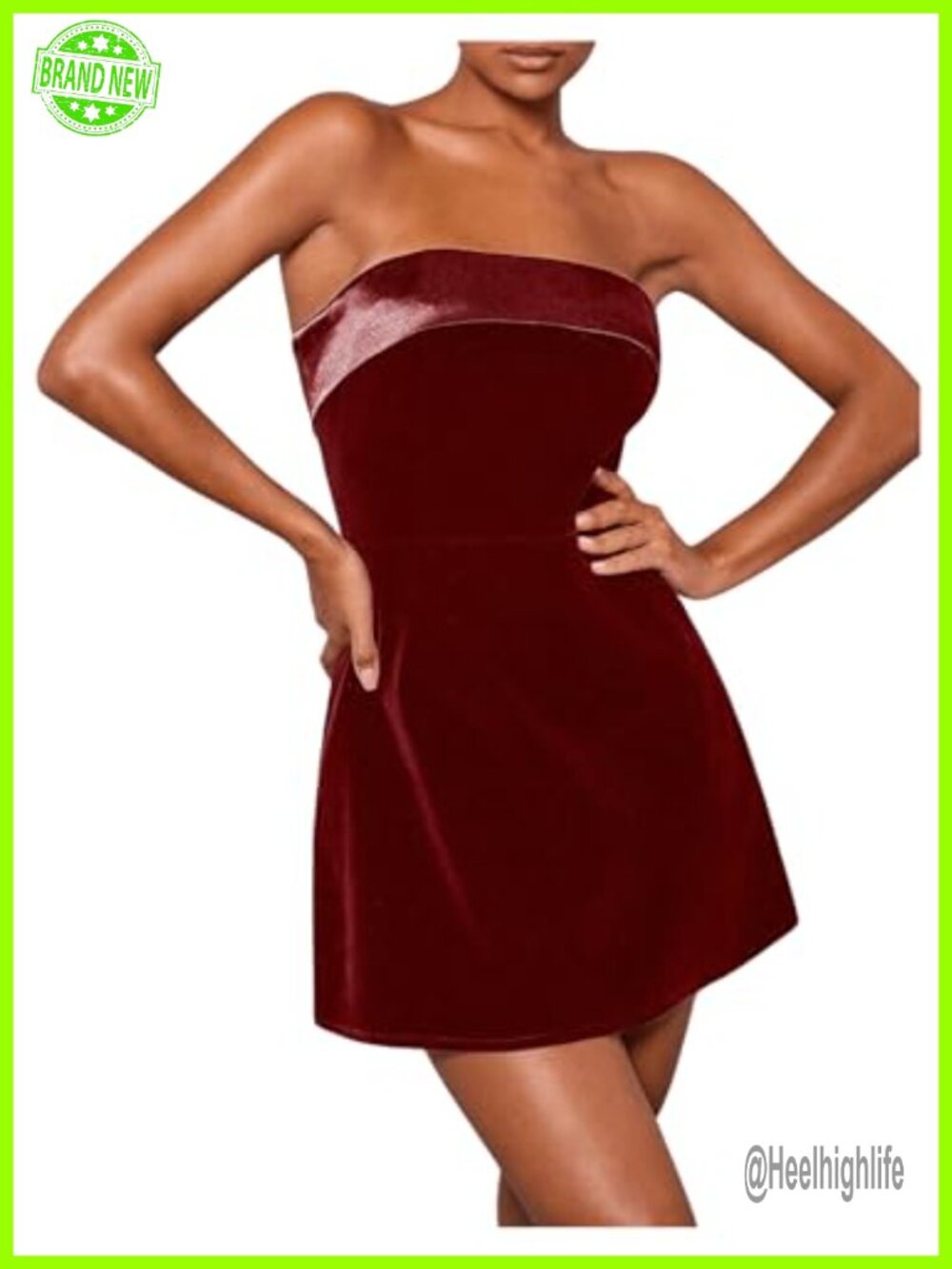 Elegant Strapless Velvet Mini Dress High Waisted A-Line Wedding Guest Tube Dress